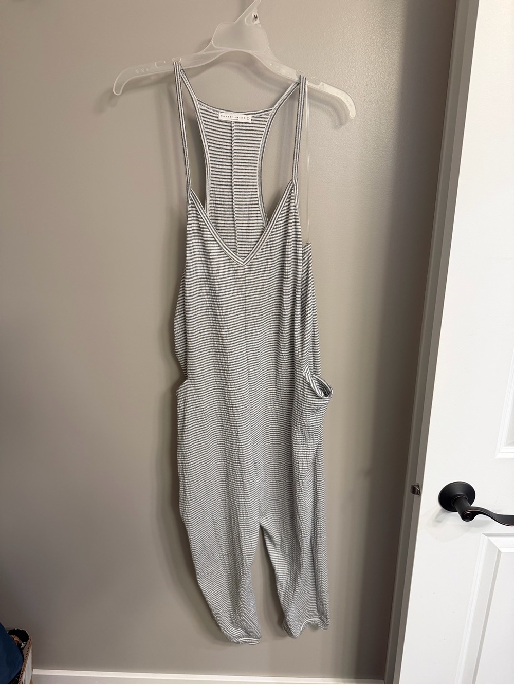 Striped Grey & White Relaxed Jumpsuit